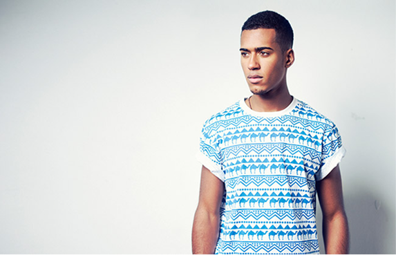 Fashion portrait, patterned t-shirt